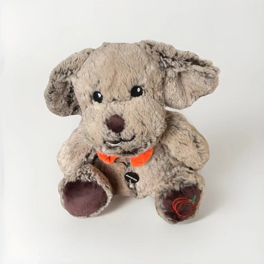 PetSmart Chance Dog Toy Pumpkin Bowtie Brown Puppy Squeaks Plush Floppy Ears NWT